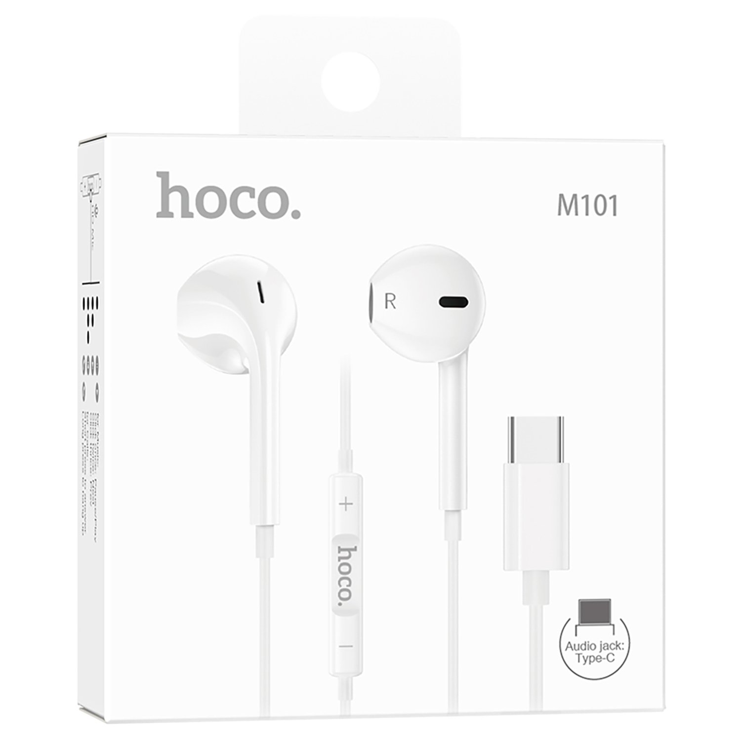 Наушники проводные с микрофоном HOCO M101 Pro Crystal Type-C, белые