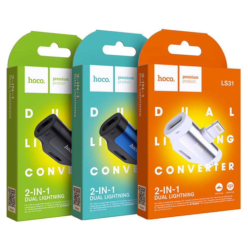 Переходник HOCO LS31 Dual Lightning digital audio converter, черный