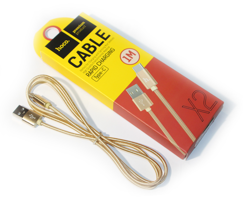 USB кабель Type-C HOCO X2 (100см, 3A), золотистый