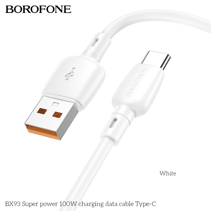 USB кабель Type-C BOROFONE BX93 Super power 100W (100см. 6A), белый