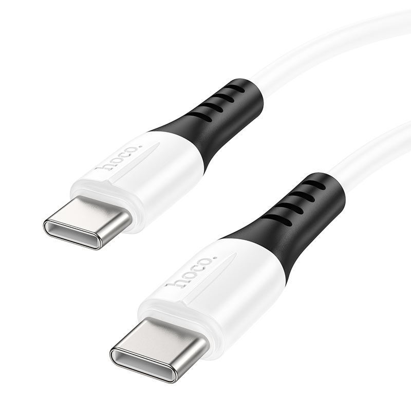 USB-C кабель HOCO X82 Type-С to Type-С 60W быстрая зарядка Silicone (100см), белый