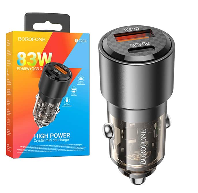 Автомобильный адаптер BOROFONE BZ20 USB QC3.0 + Type-C PD 3A, черный