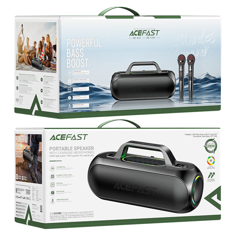 Колонка портативная ACEFAST K1 Party wireless speaker Bluetooth, черная