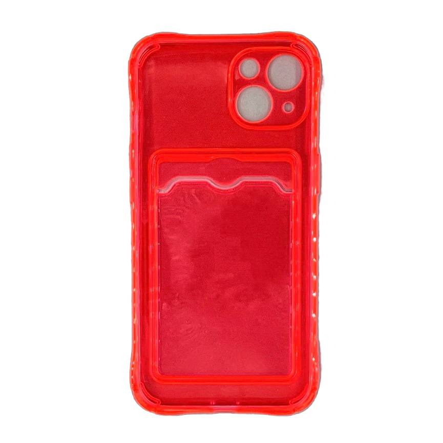 Чехол силиконовый с визитницей iPhone 13, розовый