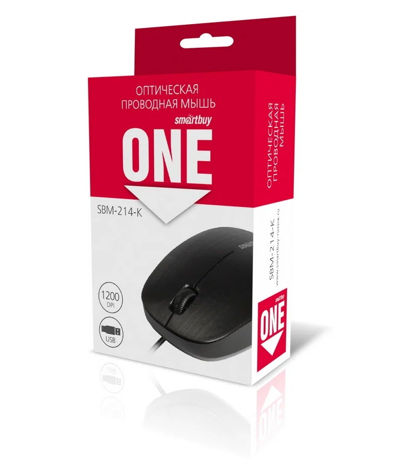 Мышь компьютерная проводная SmartBuy ONE SBM-214-K, черная