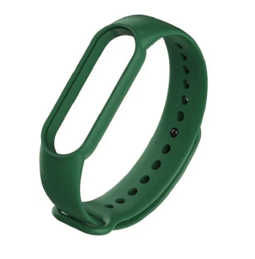 Ремешок силиконовый для Mi Band 5/ 6, темно-зеленый №17
