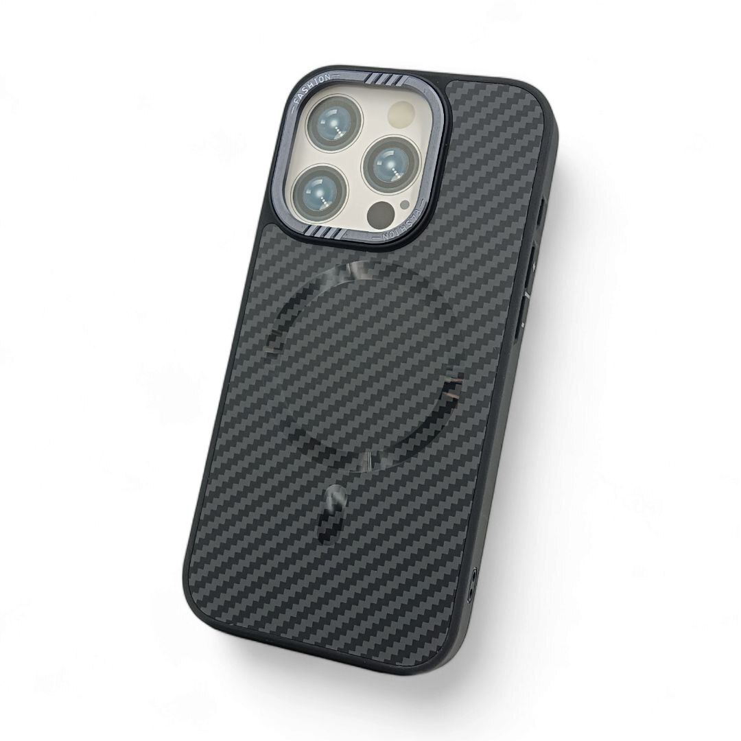 Чехол с MagSafe Berlia Fashion под карбон iPhone 15 Pro, Серый