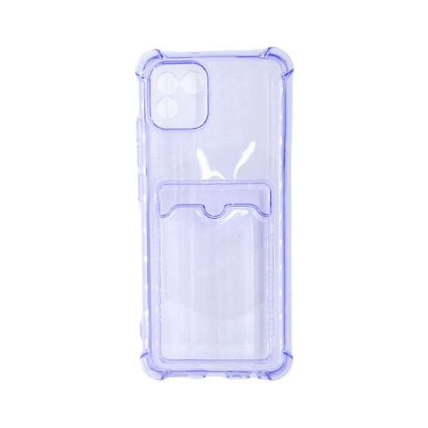 Чехол силиконовый противоударный с визитницей Samsung A03 прозрачный, сиреневый