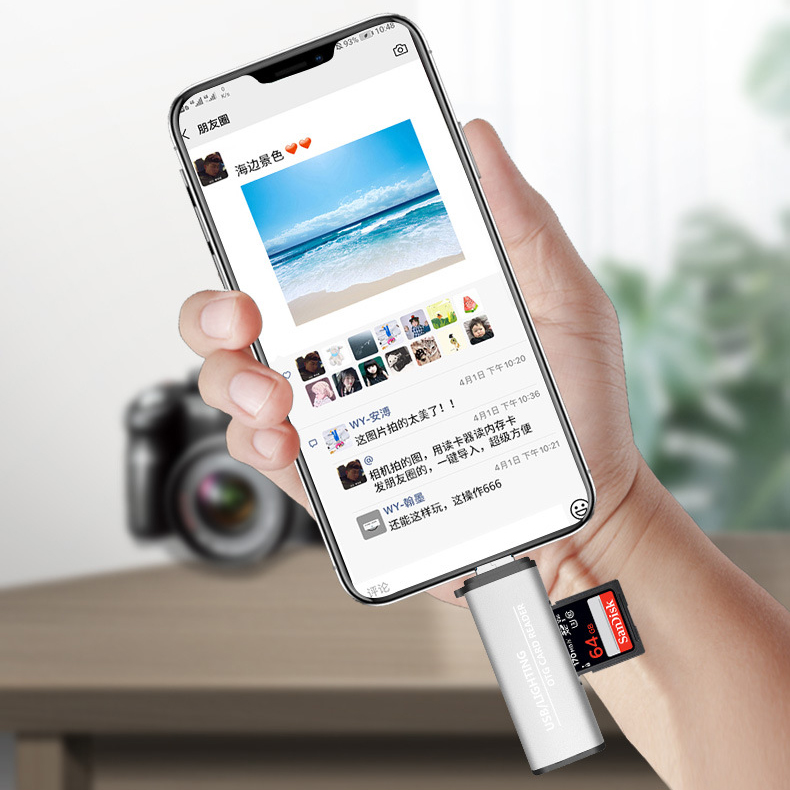 Card-Reader Орбита OT-PCR15 USB 3.0 OTG (TF, SD, Lightning + USB 2.0) серебристый