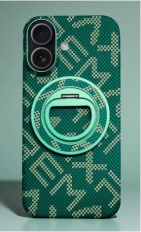 Чехол Remax RMC-10 на айфон 17 зеленый MagSafe с кольцом подставкой