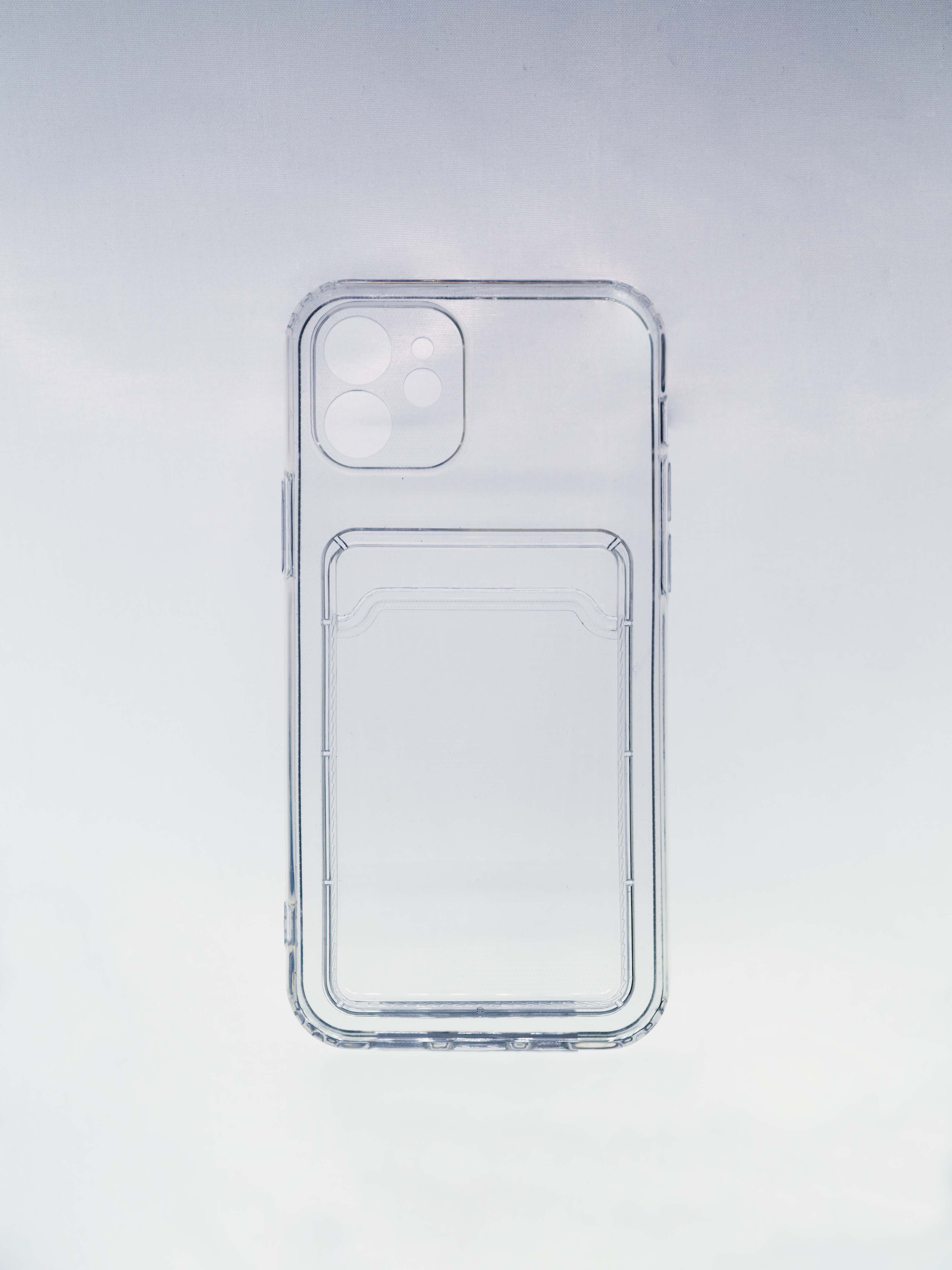 Чехол силиконовый с визитницей iPhone 12, прозрачный