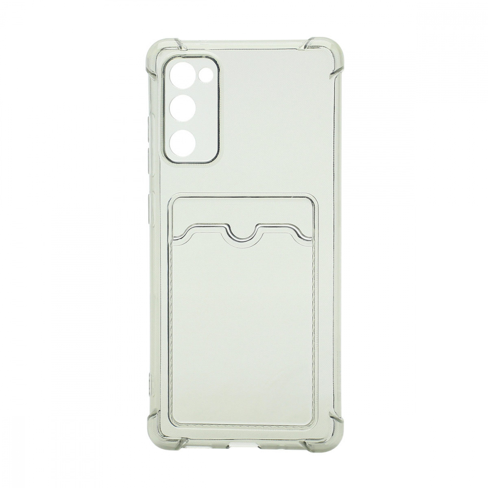 Чехол силиконовый противоударный с визитницей Samsung S20 FE прозрачный, черный