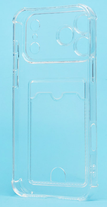 Чехол силиконовый с визитницей для iPhone 17 Pro, прозрачный