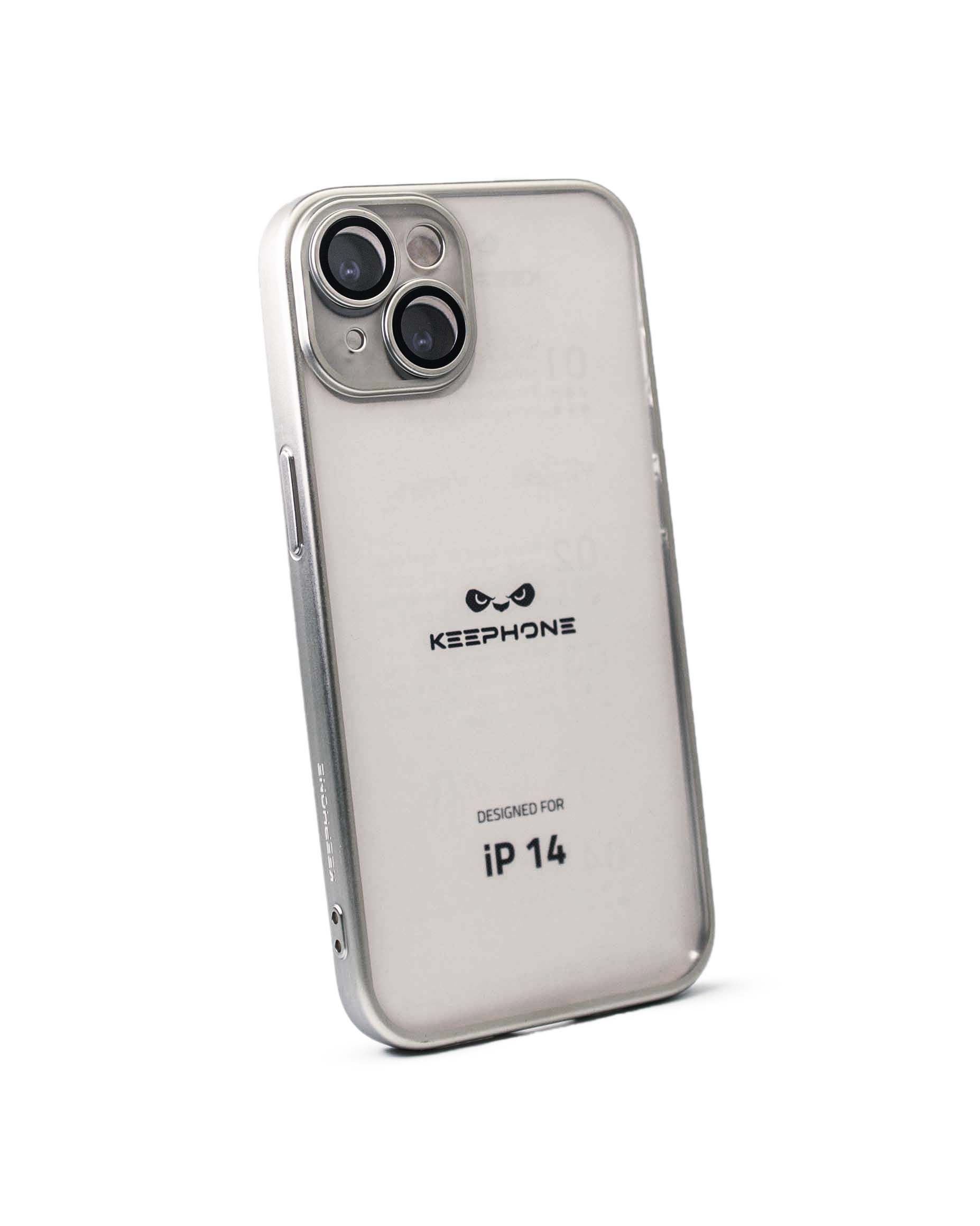 Чехол KeepHone iPhone 14 с защитной линзой, серебро