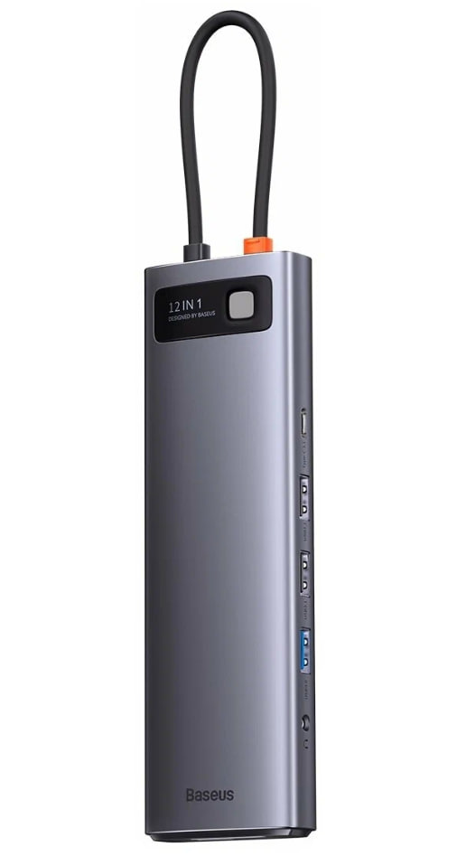 USB-концентратор Baseus Metal Gleam (12-in-1)(Type-C to HDMI+USB 3.0+PD+RJ45+SD/TF+DP+3.5mm) (Серый)
