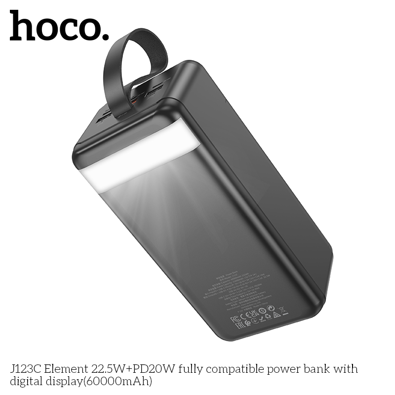 Внешний аккумулятор Power Bank 60000 mAh HOCO J123C Element 22.5W + PD20W, черный