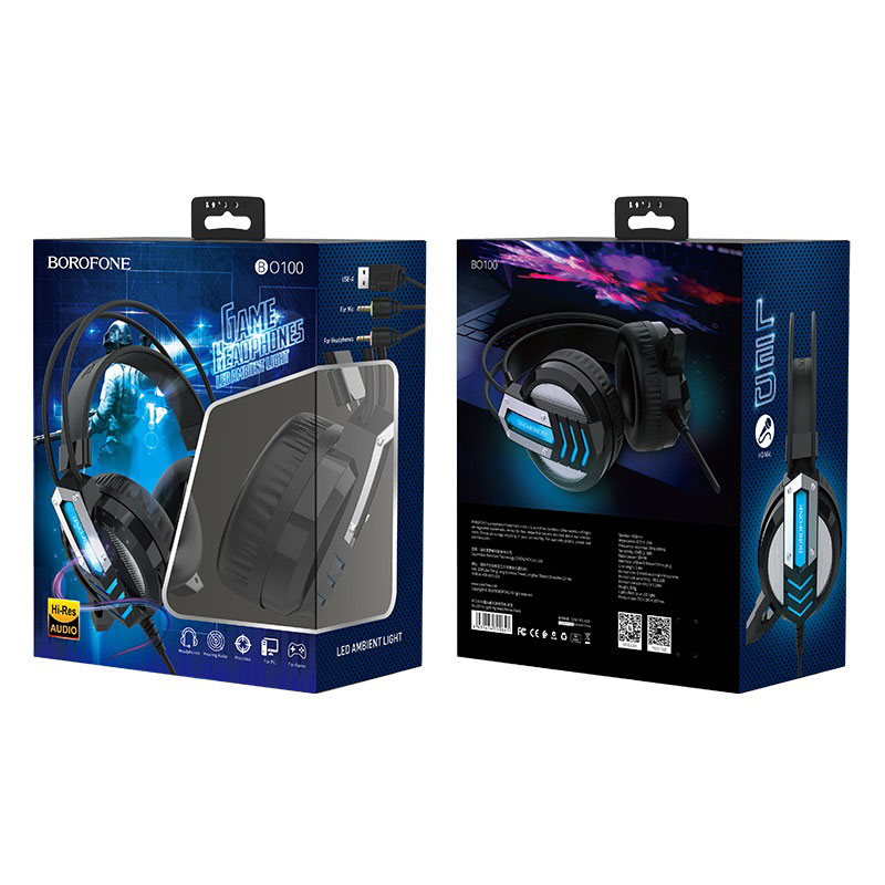 Проводные внешние наушники BOROFONE BO100 Fun gaming, черные