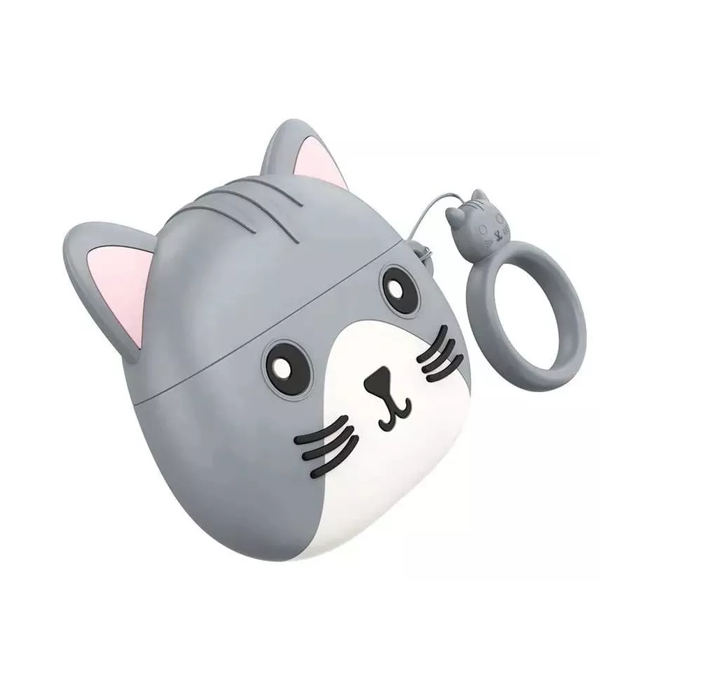 Беспроводные наушники HOCO EW46 Bluetooth True wireless stereo headset + чехол котик серый