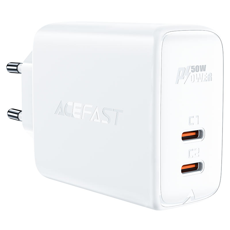 Сетевой адаптер ACEFAST A29 PD50W GAN 2*USB-C charger, белый