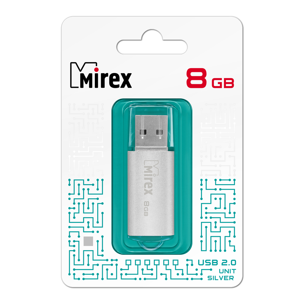 USB флеш-накопитель Mirex 08 GB USB 2.0 UNIT, серый