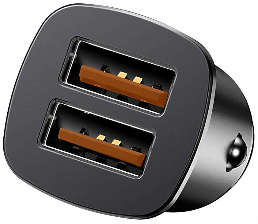 Автомобильный адаптер BASEUS Square metal (2 USB, 5A, 30W, QC3.0), черный