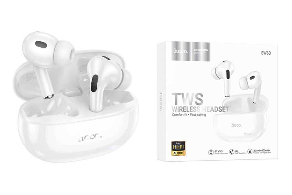 Беспроводные наушники HOCO EW60 Bluetooth Norman true wireless BT headset, белые