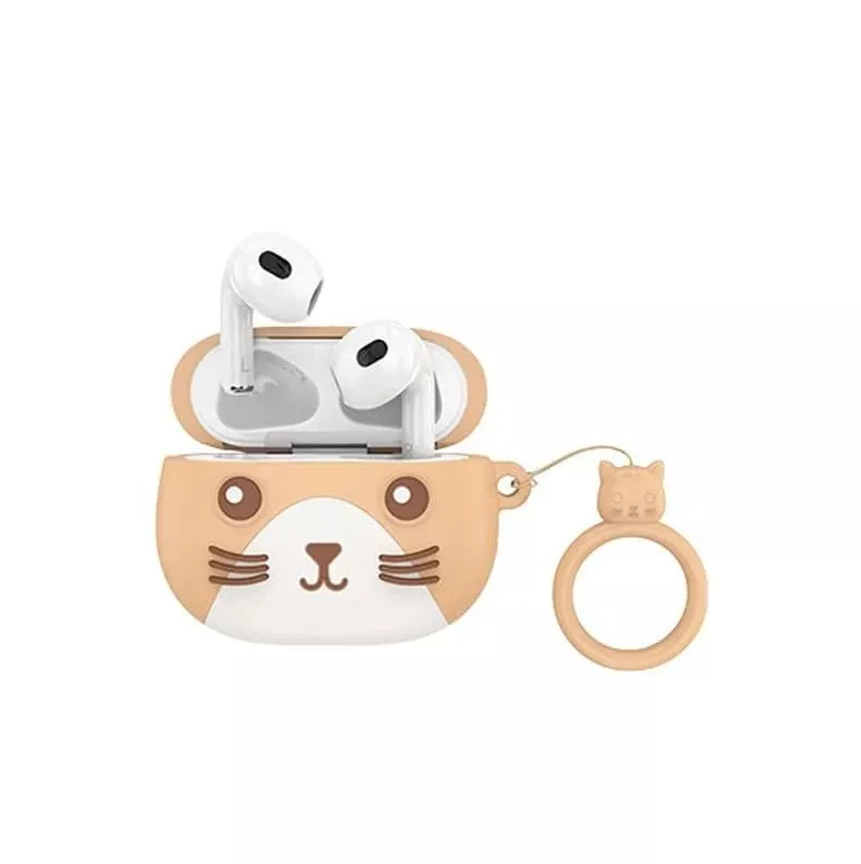 Беспроводные наушники HOCO EW46 Bluetooth True wireless stereo headset + чехол котик бежевый