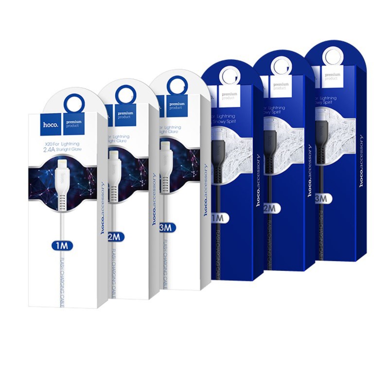 USB кабель Lightning HOCO X20 Flash (200см. 2.4A), белый
