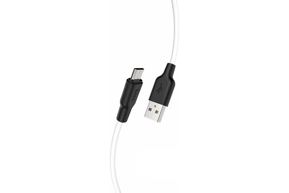 USB кабель micro USB HOCO X21 Plus Silicone (100см. 2.4A), черно-белый