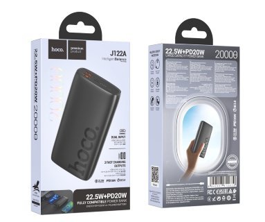 Внешний аккумулятор Power Bank 20000 mAh HOCO J122A Respect 22.5W + PD20W, черный