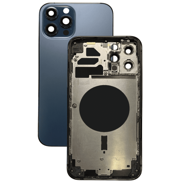 Задняя крышка/ Корпус iPhone 12 Pro Max в сборе с рамкой, синий (литое стекло) (Org) (CE)