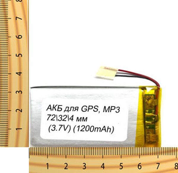 АКБ универсальная на проводах 72/ 32/ 4 мм (3.7V, 1200mAh)