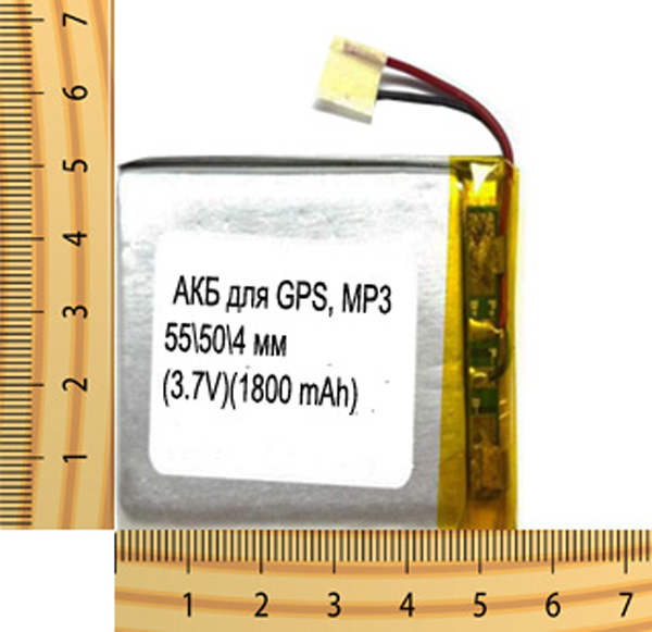 АКБ универсальная на проводах 55/ 50/ 4 мм (3.7V, 1800 mAh)