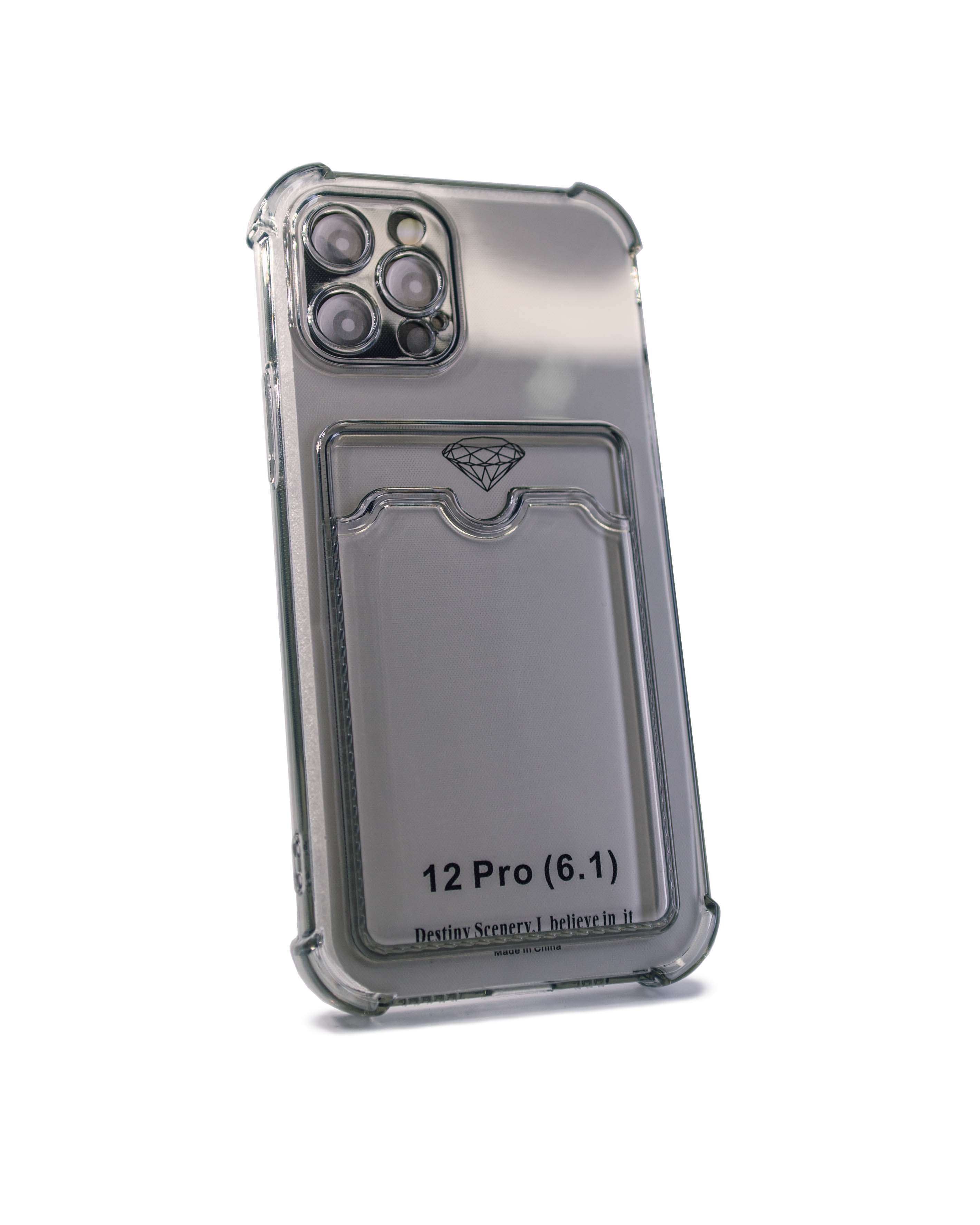 Чехол силиконовый с визитницей iPhone 12/ 12 Pro, черный