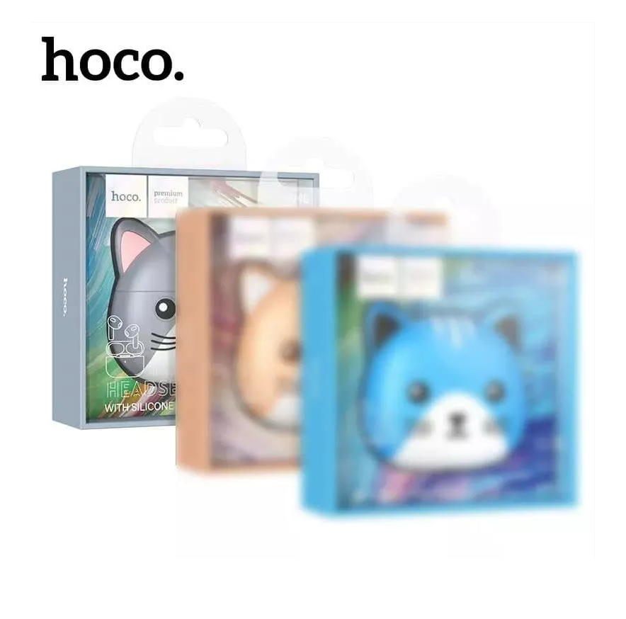 Беспроводные наушники HOCO EW46 Bluetooth True wireless stereo headset + чехол котик серый