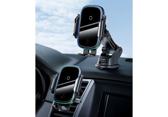 Держатель автомобильный BASEUS Light Electric с беспроводной зарядкой (15W, Qi, два виде крепления)