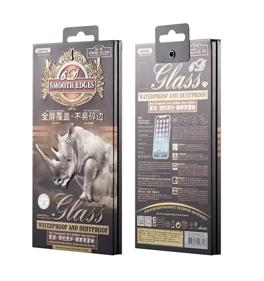 Защитное стекло iPhone 12/ 12 Pro Remax GL-56 Sino Series Shatter-proof матовое, черное