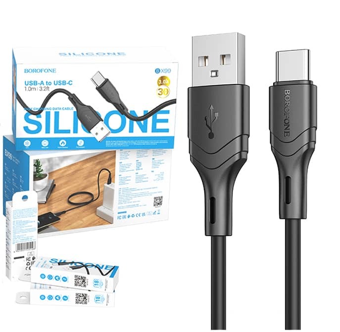 USB кабель Type-C BOROFONE BX99 Method silicone (100см. 3A), черный