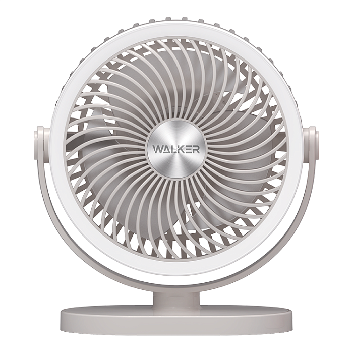 Настольный вентилятор WALKER WFAN-70, подсветка, подвесной крючок, поворотный, рег. наклона, белый