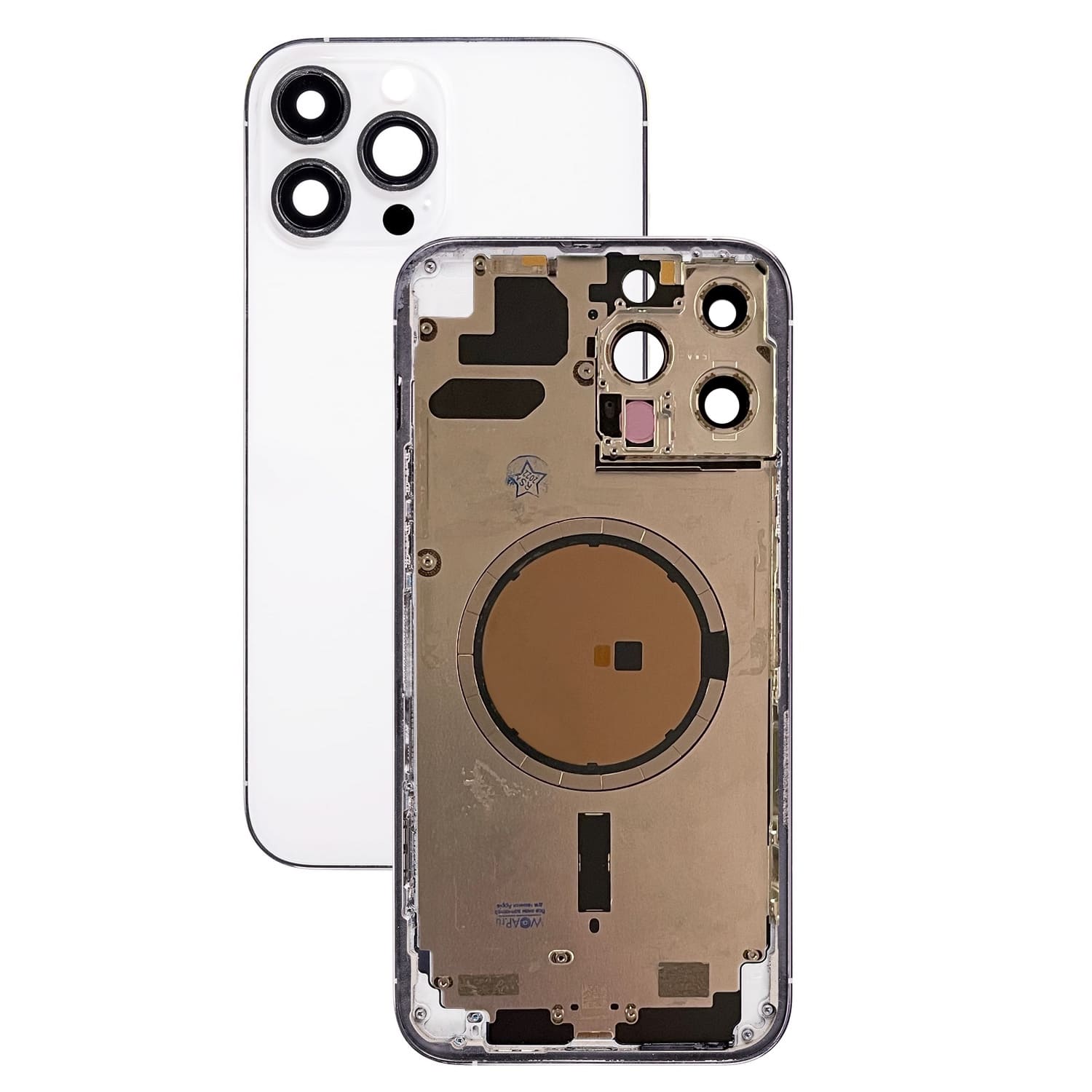 Задняя крышка/ Корпус iPhone 13 Pro Max в сборе с рамкой , (Серебро) (литое стекло) (Org)