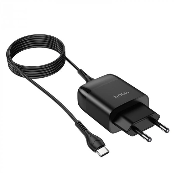 Сетевой адаптер HOCO C72Q USB (2.4A) QC3.0 / 18W с кабелем Type-C, черный