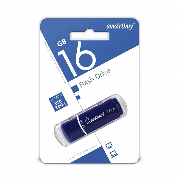 USB флеш-накопитель Smartbuy 16 GB USB 3.0 Crown Blue, синий