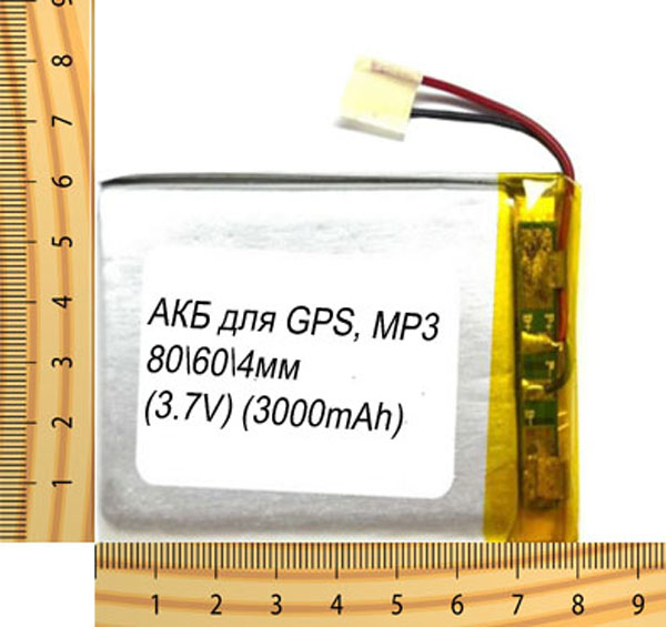 АКБ универсальная на проводах 80/ 60/ 4мм (3.7V, 3500mAh)