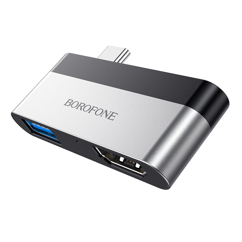 Разветвитель USB HUB Type-C (M) --> HDMI + USB3.0 BOROFONE DH2