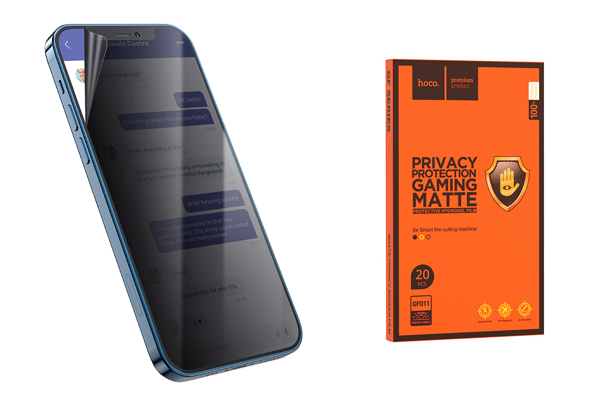 Гидрогелевая пленка Hoco GF011 Manual alignment matte privacy screen film 20шт