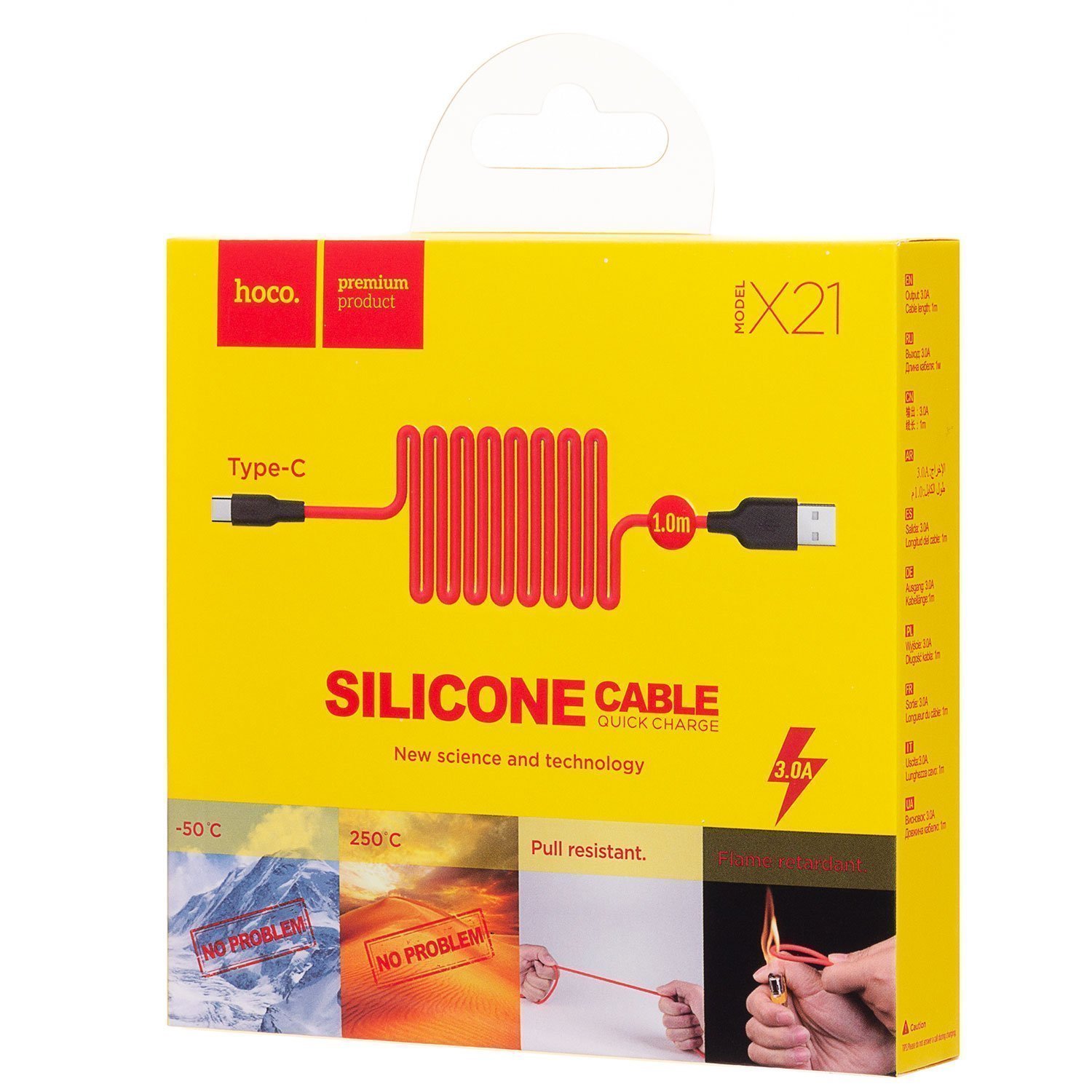 USB кабель Type-C HOCO X21 Silicone 3A (100см), черно-красный