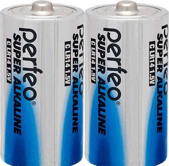 Батарейка Perfeo LR20/2SH (1,5v, алкалиновая) упаковка пленка 2 шт
