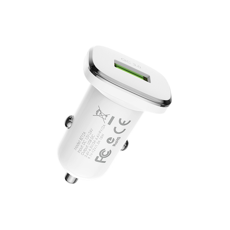 Автомобильный адаптер BOROFONE BZ12A Lasting power port QC 3.0, белый