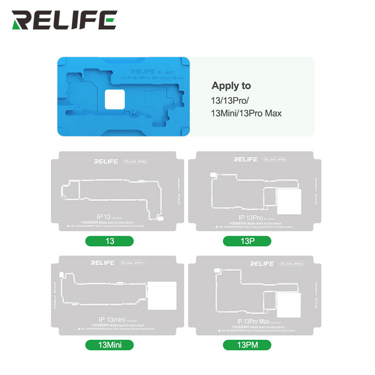 Набор платформ для реболлинга материнской платы с трафаретом RELIFE RL-601T 14 в 1