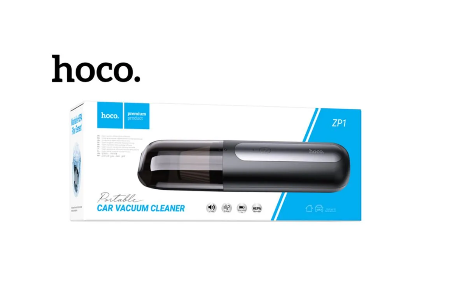 Автомобильный пылесос Hoco ZP1 Cool portable car vacuum cleaner, черно-серый